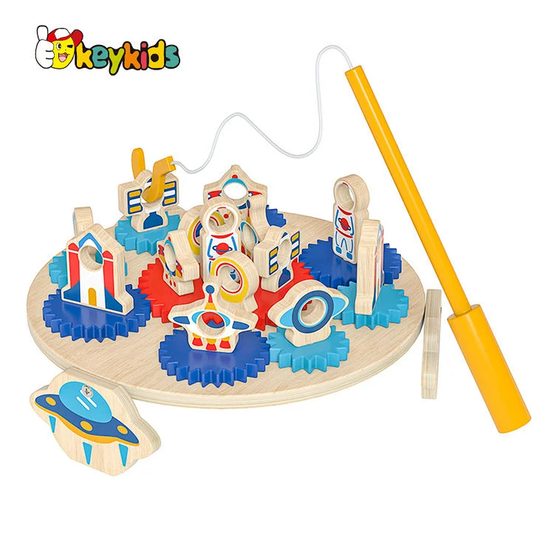 Customize preschool interactive activities wooden fishing toy set for kids W01A533