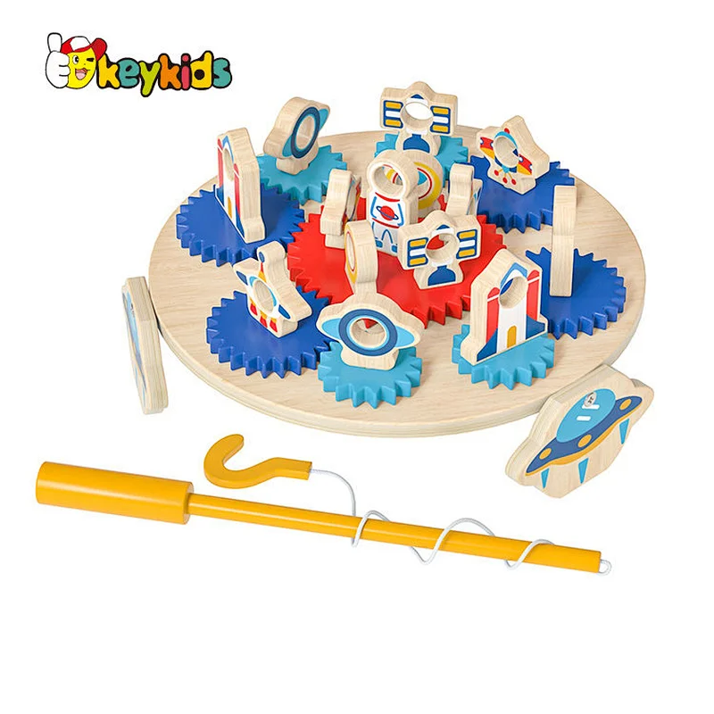 Customize preschool interactive activities wooden fishing toy set for kids W01A533
