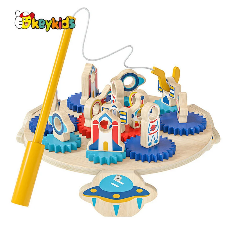 Customize preschool interactive activities wooden fishing toy set for kids W01A533